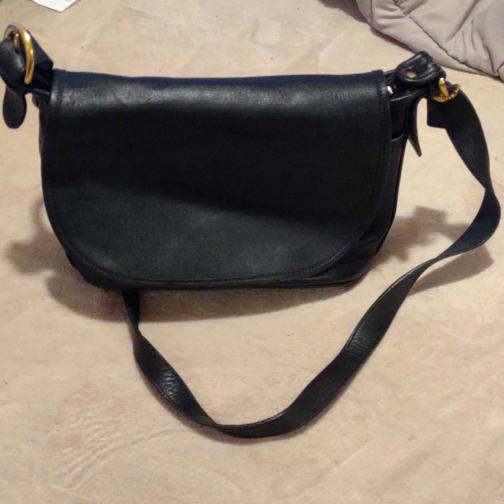 Black leather coach purse